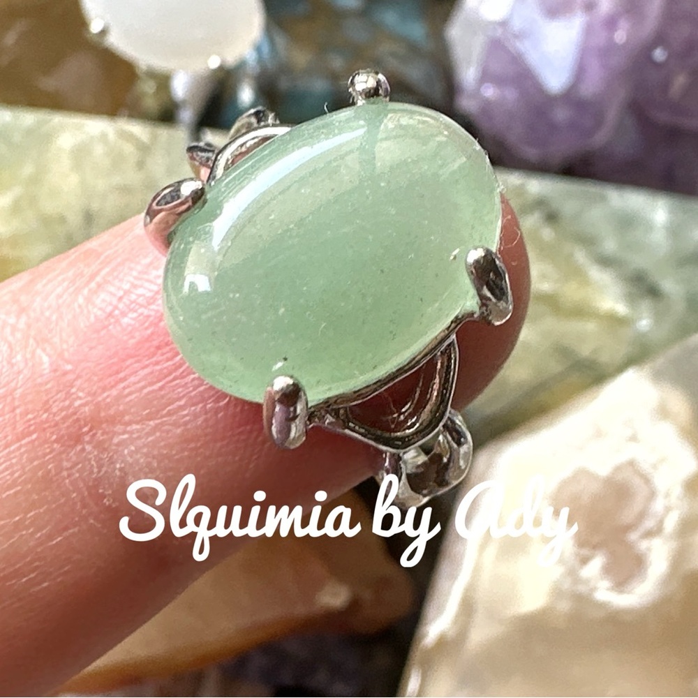 GREEN AVENTURINE SILVER RING - Picture 2 of 3